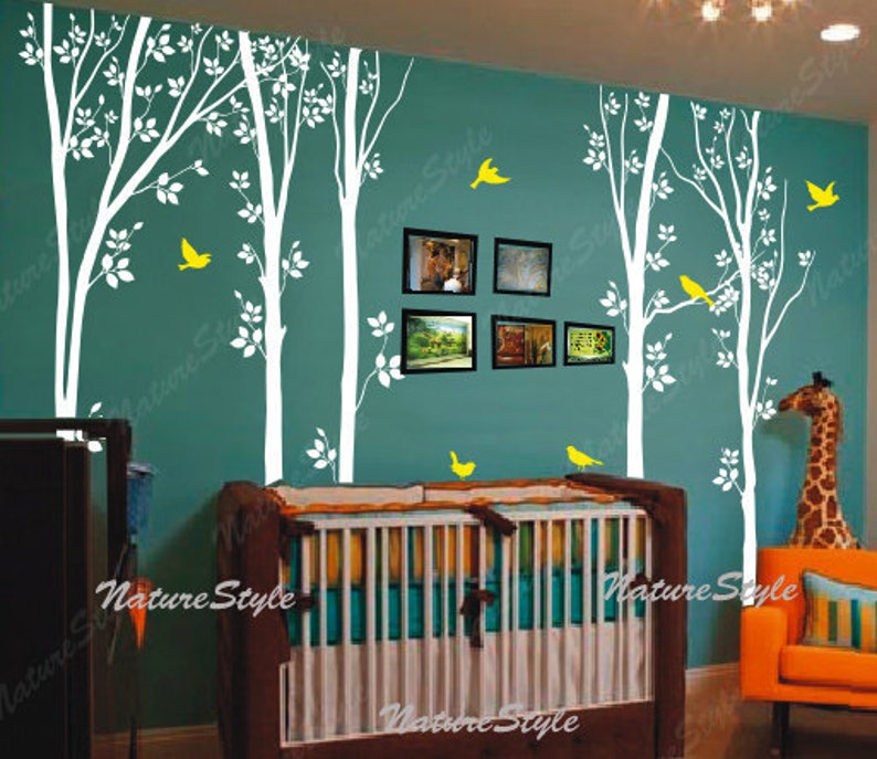 tree wall decals birds nature forest Vinyl wall decals wall decal baby boy girl nursery wall sticker birds-5 Tree with Flying Birds image 2