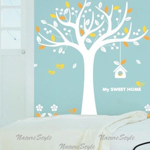 Tree with Flying Birds Vinyl Wall Decal,Sticker,Nature Design image 1