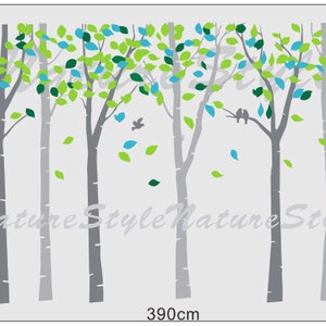 FREE SHIPPING wall decal tree nursery wall decal baby wall decal children bedroom vinyl decal-6 Birch Tree with Colorful leaves image 3