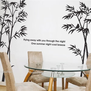 Beautiful bamboo grove with Flying Birds-Vinyl Wall Decal,Sticker,Nature Design image 1