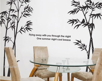 Beautiful bamboo grove with Flying Birds-Vinyl Wall Decal,Sticker,Nature Design