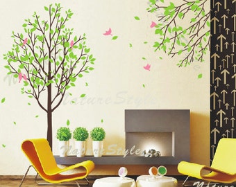 Tree with Branch and Flying Birds -Vinyl Wall Decal,Sticker,Nature Design