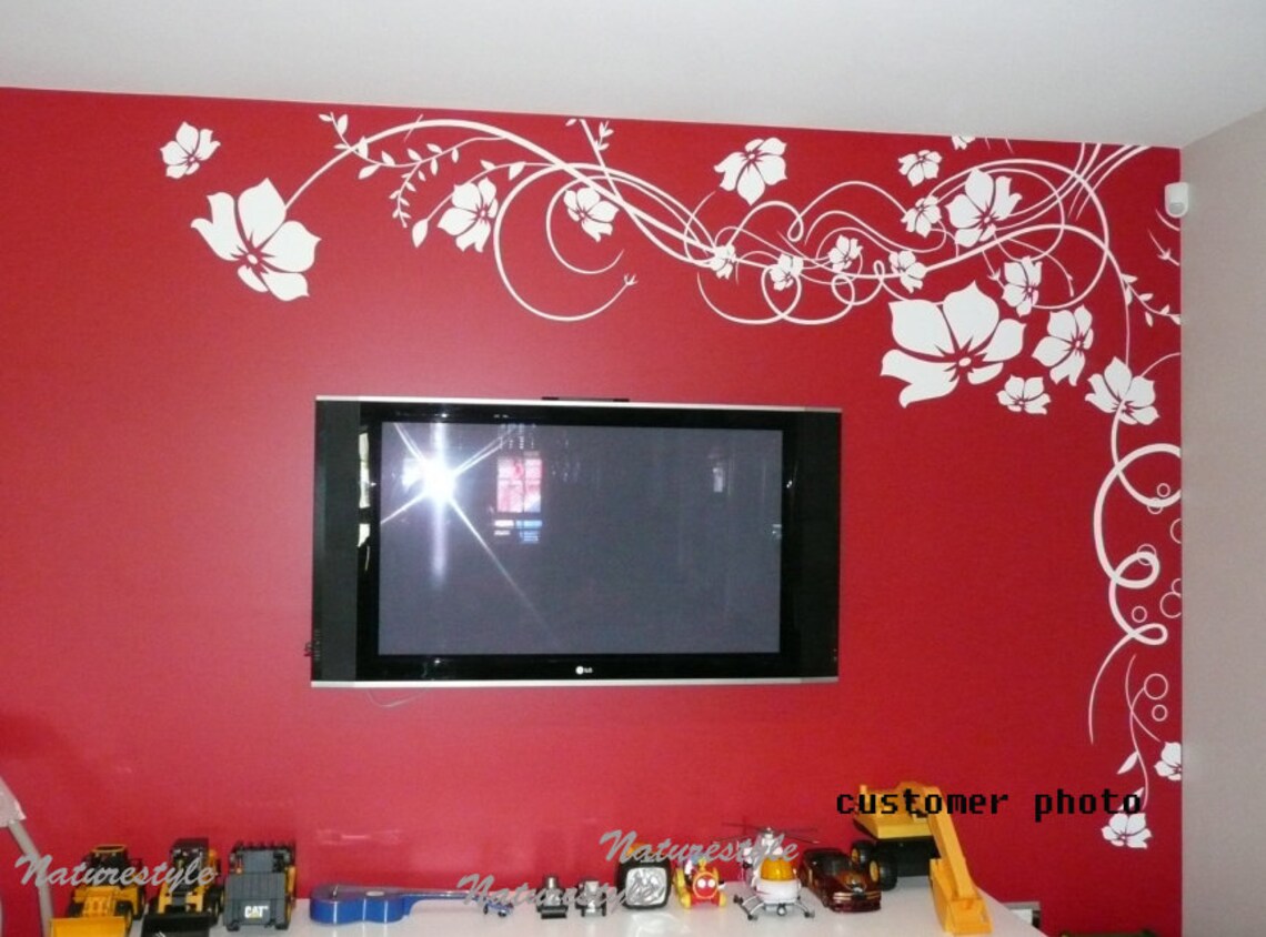 Cherry Blossom Flower Wall Decals Butterflies Wall Decals Etsy