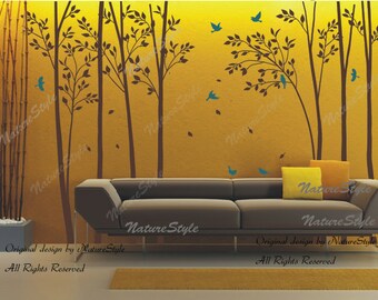 Tree wall decal nursery decal children wall sticker baby decal bedroom - Birds in the Forest