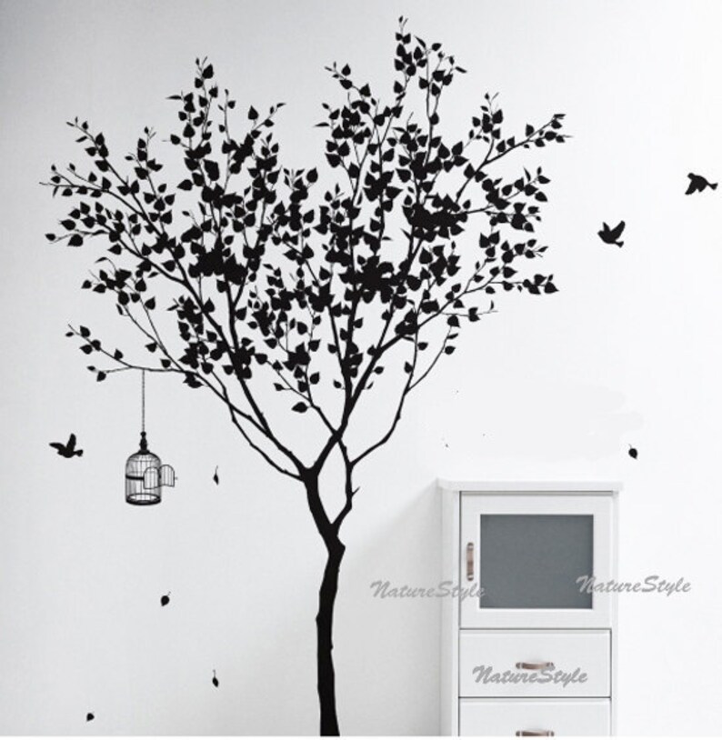 Tree with Flying Birds Vinyl Wall Decal,Sticker,Nature Design image 3