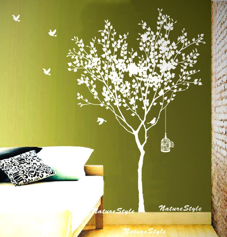 Tree with Flying Birds Vinyl Wall Decal,Sticker,Nature Design image 2