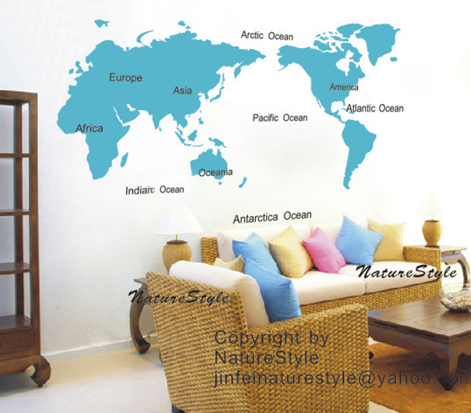 Map of the Worldnursery Wall Decals Tree Vinyl Wall Decals Etsy