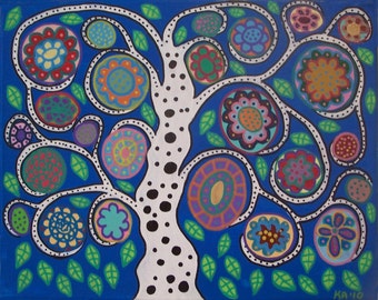 Kerri Ambrosino Art PRINT Bright Mexican Folk Art Spring Tree of Life