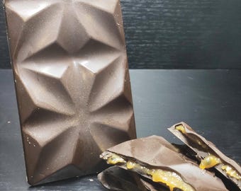 Handcrafted Dark Chocolate Bar Filled with Passion Fruit Caramel