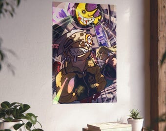 Soul Eater Anime Poster, Maka & Soul Wall Art, Gothic Manga Aesthetic Print, Death City Shonen Decor, Anime Room Setup Gift for Fans