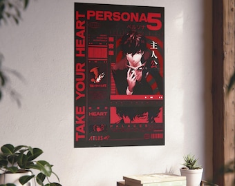 Phantom Thief Persona 5 Poster, Stylish Anime Wall Art, Red & Black Aesthetic Print, JRPG Gaming Decor, Otaku Room Gift