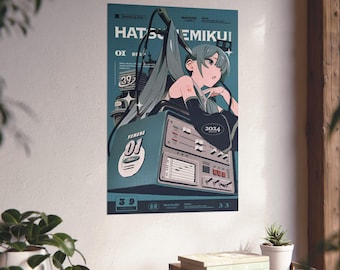 Hatsune Miku Poster, Vocaloid Music Wall Art, Digital Pop Idol Print, Anime Aesthetic Room Decor, Japanese Art Gift for Fans
