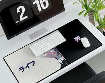 Life and Death Anime Aesthetic Mousepad - Sad Girl Vaporwave Desk Mat, Large Extended Japanese Manga Gaming Pad for Setup Decor