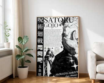Gojo Satoru Anime Poster, Jujutsu Kaisen Wall Art Print, Sorcerer Room Decor, Anime Aesthetic Poster, Otaku Wall Art, Anime Gift for Fans