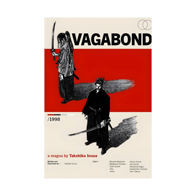 Vagabond Manga Poster, Musashi Samurai Wall Art for Anime Room, Japanese Ink Style Manga Print, Seinen Warrior Decor, Martial Arts Aesthetic image 4