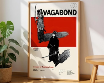 Vagabond Manga Poster, Musashi Samurai Wall Art for Anime Room, Japanese Ink Style Manga Print, Seinen Warrior Decor, Martial Arts Aesthetic