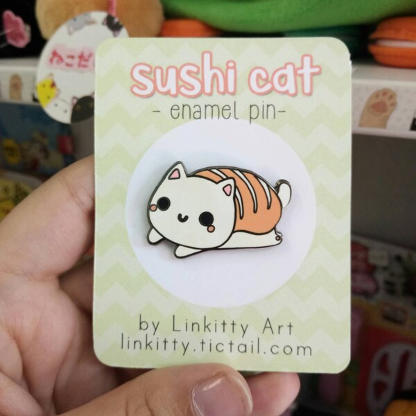 Sushi cat - Hard enamel pin - salmon nigiri