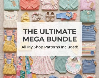 Whole Shop Sewing Pattern Bundle, Baby Clothes Pattern PDF, Toddler Sewing Patterns, Dress Romper Pants Bib Baby Shoes, Beginner PDF Guide
