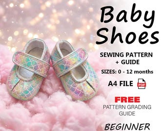 Baby Shoes Sewing Pattern PDF | Pleated Mary Jane Infant Booties | Beginner Friendly Printable Tutorial | Instant Download 0-12 Months