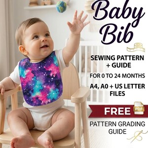 Wzór na śliniaczek dla niemowląt w formacie PDF | Dla początkujących, 0-24 miesiące | Wzór na śliniaczek dla noworodka | Prezent na baby shower DIY | Pobierz natychmiast A4 A0