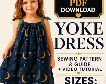 Cottagecore Toddler Yoke Dress Sewing Pattern, Sizes 2T-6T, Beginner Friendly (PDF Download)