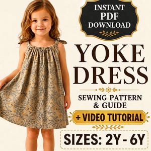 Yoke Dress PDF Sewing Pattern | Toddler Dress Pattern Sizes 2T-6T | Girls Summer Dress Pattern | Kids Cottagecore Sundress