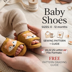 Schnittmuster für Babyschuhe | Fuchs-Babyschuhe | Neugeborene bis 12 Monate (PDF) | Einfaches DIY-Geschenk zur Babyparty zum Selbernähen | Sofort-Download