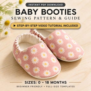 Naaipatroon voor babyschoentjes, pasgeboren slippers (PDF direct te downloaden)