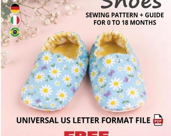 Molde para costurar pantufas de bebê | Sapatos reversíveis faça você mesmo (PDF)