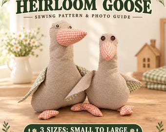 Goose Plush Sewing Pattern PDF, 3 Sizes, Beginner Stuffed Animal Pattern, Instant Download