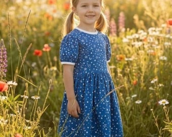 Patrón de costura en PDF para vestido de fiesta para niña, estilo cottagecore, 3T (pecho de 56 cm) (A4 y EE. UU.)
