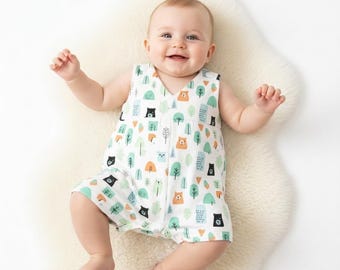 Patrón de costura en PDF para mameluco, patrón general, patrón para principiantes, mameluco para bebé, mameluco encantador para niños y niñas en tallas desde recién nacido hasta 3 meses