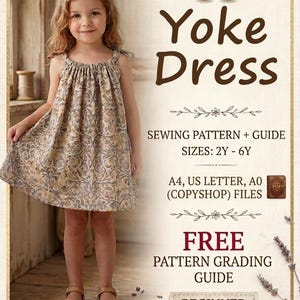 Yoke Dress PDF Sewing Pattern | Toddler Dress Pattern Sizes 2T-6T | Girls Summer Dress Pattern | Kids Cottagecore Sundress