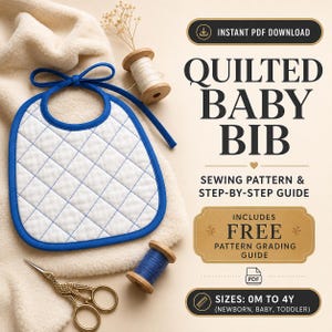 Quilted Baby Bib Sewing Pattern | Beginner DIY Ties (Digital Download)