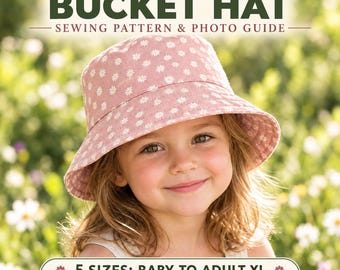 Bucket Hat Sewing Pattern PDF | Reversible Sun Hat Pattern | Baby, Child & Adult 5 Sizes | Easy Beginner Summer Hat Tutorial