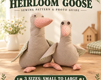 Goose Plush Sewing Pattern PDF | 3 Sizes, Beginner Friendly Stuffed Goose | Soft Toy Pattern, Step by Step Photo Tutorial, Instant Download
