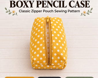 Boxy Pencil Case Sewing Pattern PDF | Beginner Zipper Pouch Pattern | Step by Step Photo Tutorial | Lined Pencil Pouch | Instant Download