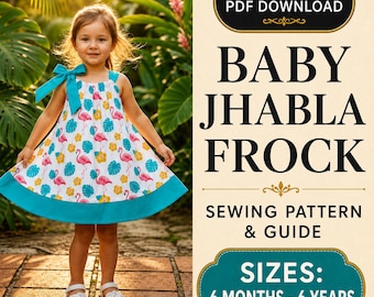 Patrón de costura para vestido de bebé Jhabla / Vestido de verano para principiantes (Descarga en PDF)