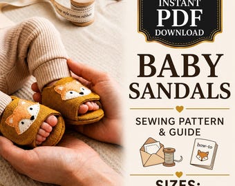 Patrón de costura para patucos de bebé con estampado de zorro / Zapatos de bebé con motivos de animales del bosque (0-12 meses)