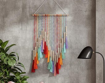 Handcrafted Decorative Hanging | Vibrant Tassel Wall Tapestry D18
