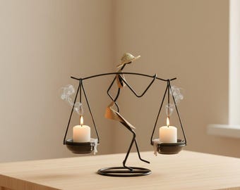 Romantic Candle Holder with a Girl Carrying Design | Decorative Piece | Home Decoration D2