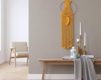 Boho Leaf Macrame Wall Hanging | Woven Tassel Decor for Home D29