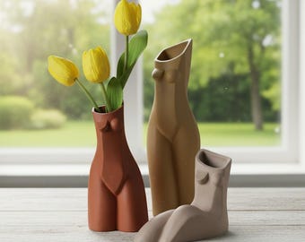 Female Figure-Inspired Vase Decor | Body-Inspired Vase Art | Sculptural Flower Pot Form D9