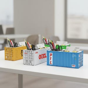 Cargo Container Desktop Organizer | Shipping Container Office Desk Accessory