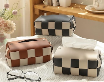 Checkerboard Paper Towel Holder Cover | Stylish Kitchen Box Decoration D37