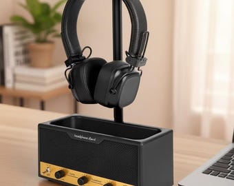 Retro Speaker Design Headset Stand | Stylish Desktop Headphone Holder D33