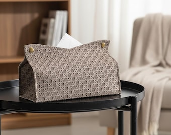Elegant PU Leather Tissue Box Cover | Modern Minimalist Napkin Holder for Home Decor D32