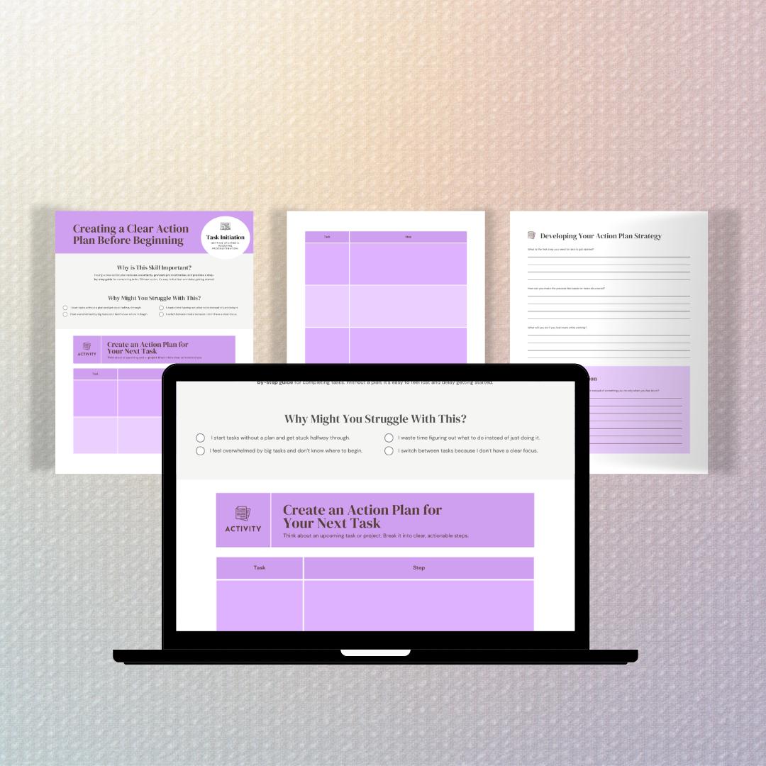Card Paper Task Work Breakdown Template.pdf Clear Action Plan Worksheet | Task Breakdown Template (PDF, US Letter ...