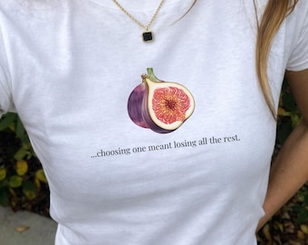 Vintage Fig Graphic Womens Baby Tee: Watercolor Bell Jar Merch Shirt, Cottagecore Fig Tree T-shirt