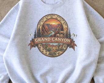 Retro Grand Canyon 90s Style Sweatshirt: Wildlife Graphic Vintage Style Hiking Nature Sweat, Wild Animal Hoodie